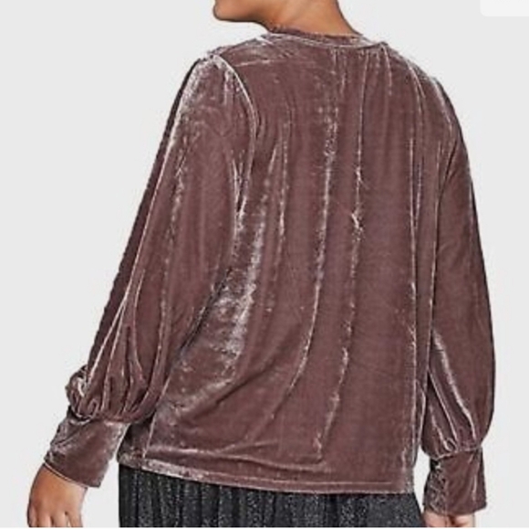 Ava & Viv 3X Blush Crushed Velour Pullover Stretch N-1760 - Picture 3 of 12